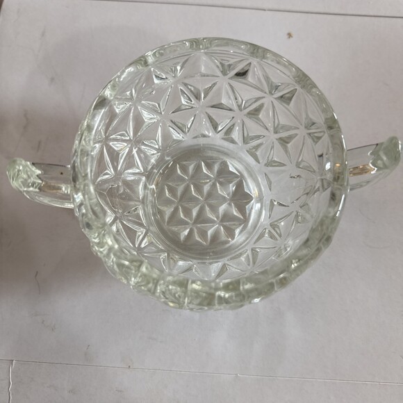 Imperial Accessories - Imperial Glass Sugar Bowl W/Handles Mt Vernon Pattern Crisscross Diamonds MCM